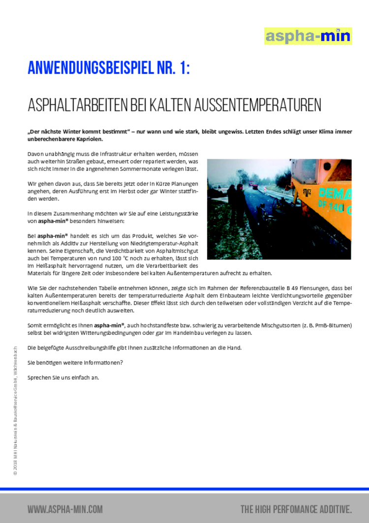 aspha-min - Einbau bei kalten Außentemperaturen