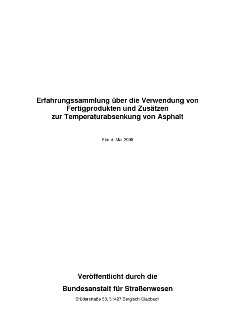 BASt - Erfahrungssammlung 05-2008