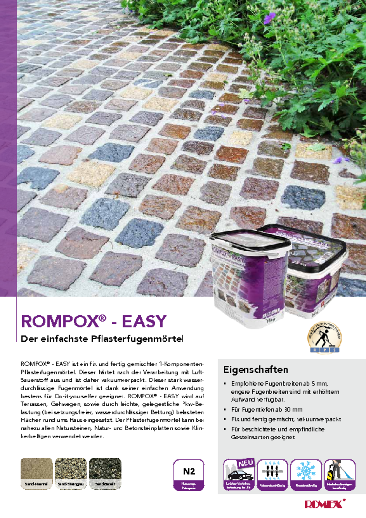 Produktdatenblatt Rompox Easy